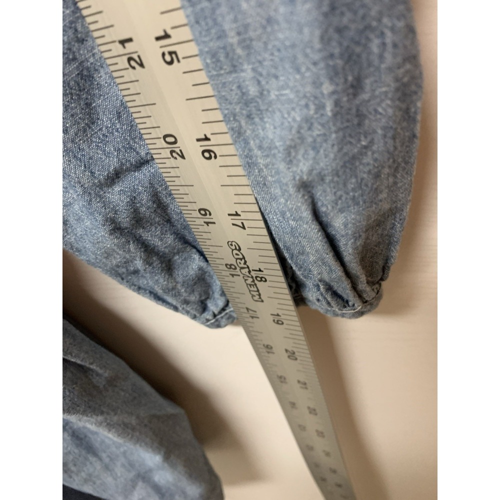 Ralph Lauren Polo Girls Chambray Denim Dress Size 12 Long Sleeve Ruffle Hem - Picture 11 of 12